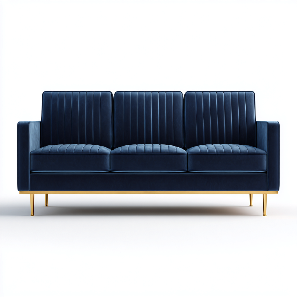 Canapé 3 places en tissu 210x90x85 cm - bleu marine - style moderne pour salon-Sofagohub