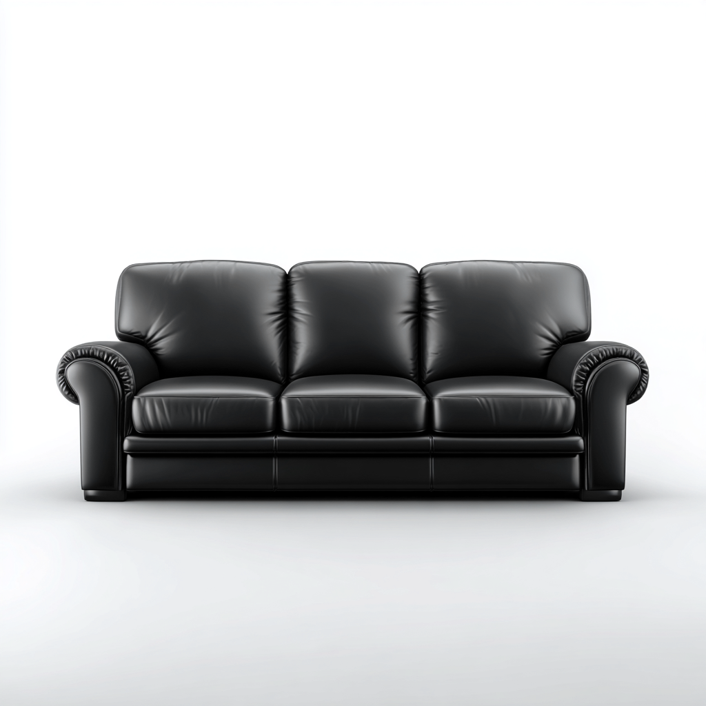 Canapé 3 places en cuir 215x95x85 cm - noir - assise intérieure style classique-Sofagohub
