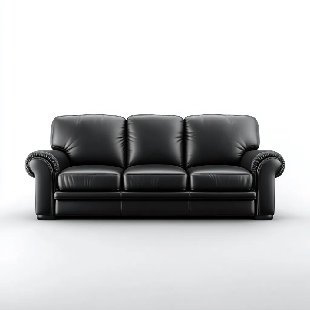 Canapé 3 places en cuir 215x95x85 cm - noir - assise intérieure style classique-Sofagohub