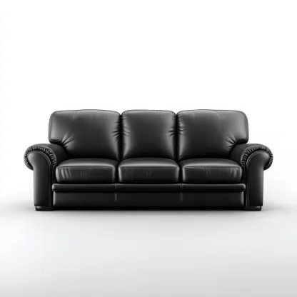 Canapé 3 places en cuir 215x95x85 cm - noir - assise intérieure style classique-Sofagohub