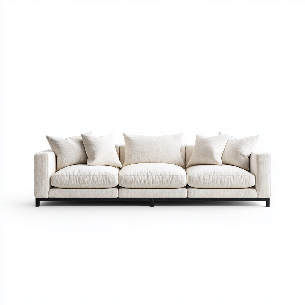 Canapé 3 places en tissu avec piètement métallique 225x95x85 cm - Beige - Design contemporain pour salon-Sofagohub