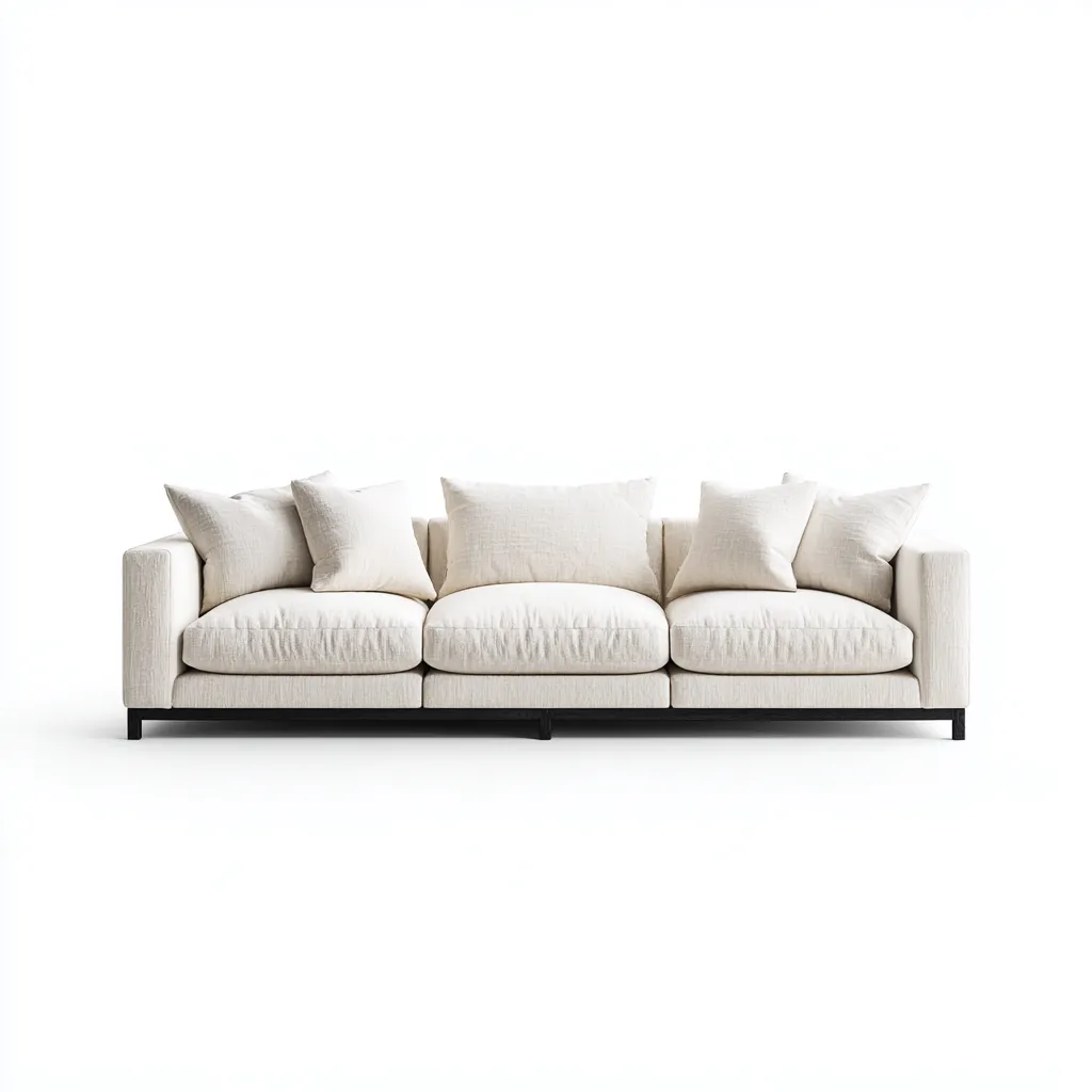 Canapé 3 places en tissu avec piètement métallique 225x95x85 cm - Beige - Design contemporain pour salon-Sofagohub