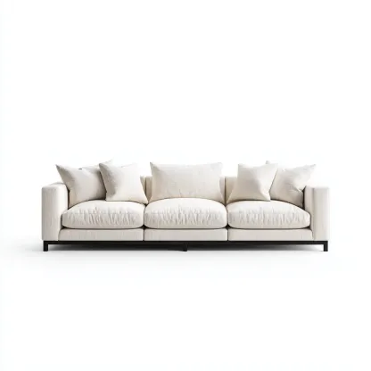Canapé 3 places en tissu avec piètement métallique 225x95x85 cm - Beige - Design contemporain pour salon-Sofagohub
