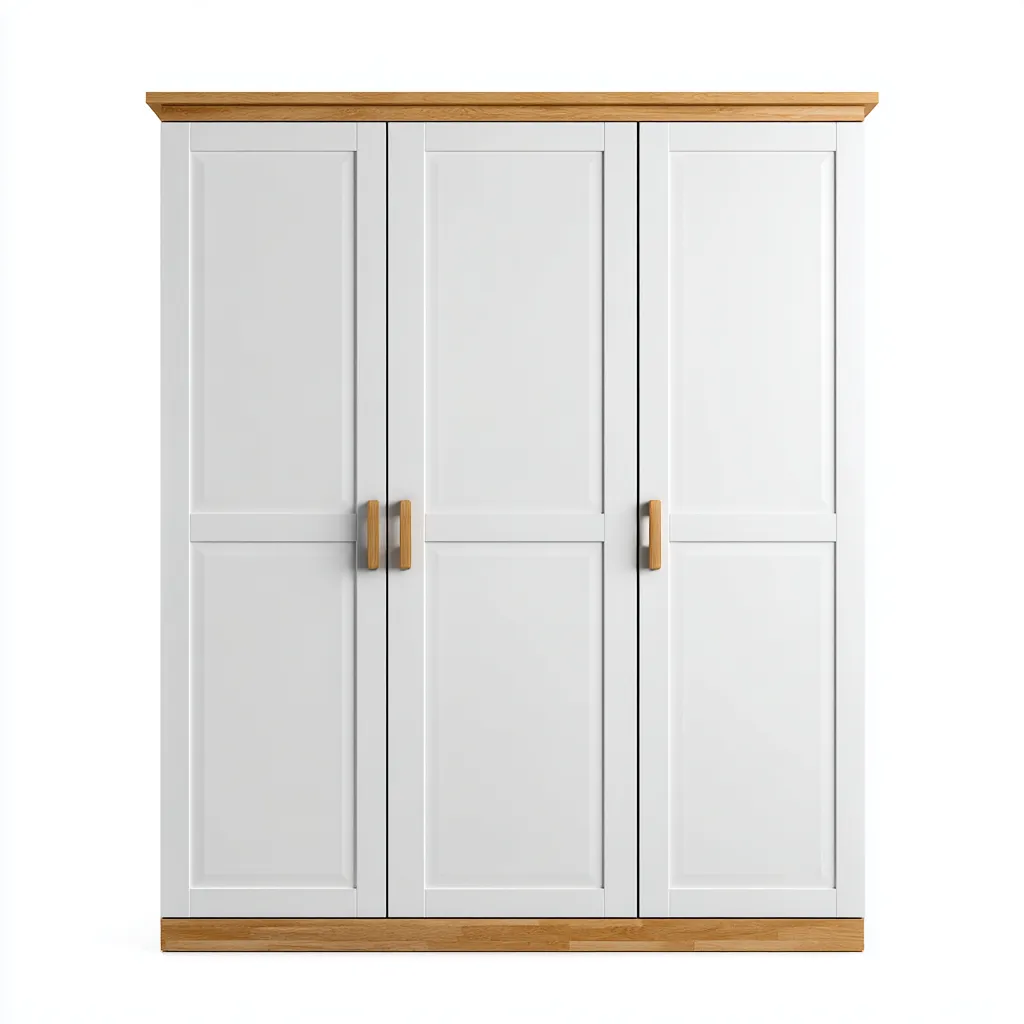 Armoire 3 portes en bois avec finition mate 135x55x200 cm - Blanc-Naturel - Style classique pour chambre-Sofagohub