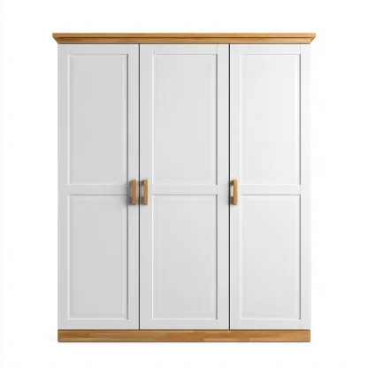 Armoire 3 portes en bois avec finition mate 135x55x200 cm - Blanc-Naturel - Style classique pour chambre-Sofagohub