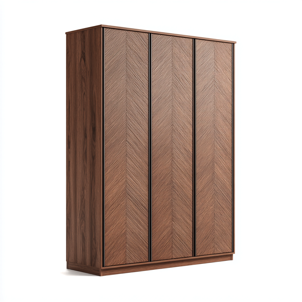 Armoire 3 portes en bois 150x55x180 cm - marron foncé - style contemporain pour chambre-Sofagohub