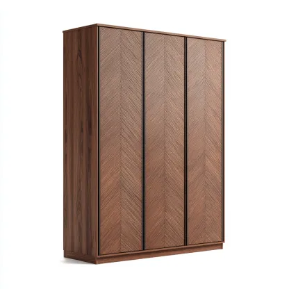Armoire 3 portes en bois 150x55x180 cm - marron foncé - style contemporain pour chambre-Sofagohub