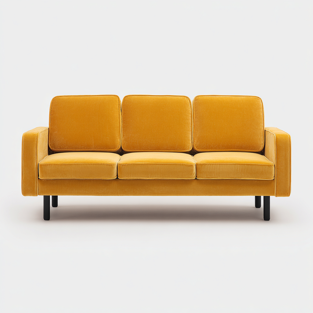 Canapé 3 places en tissu 215x90x85 cm - jaune moutarde - style contemporain pour salon-Sofagohub