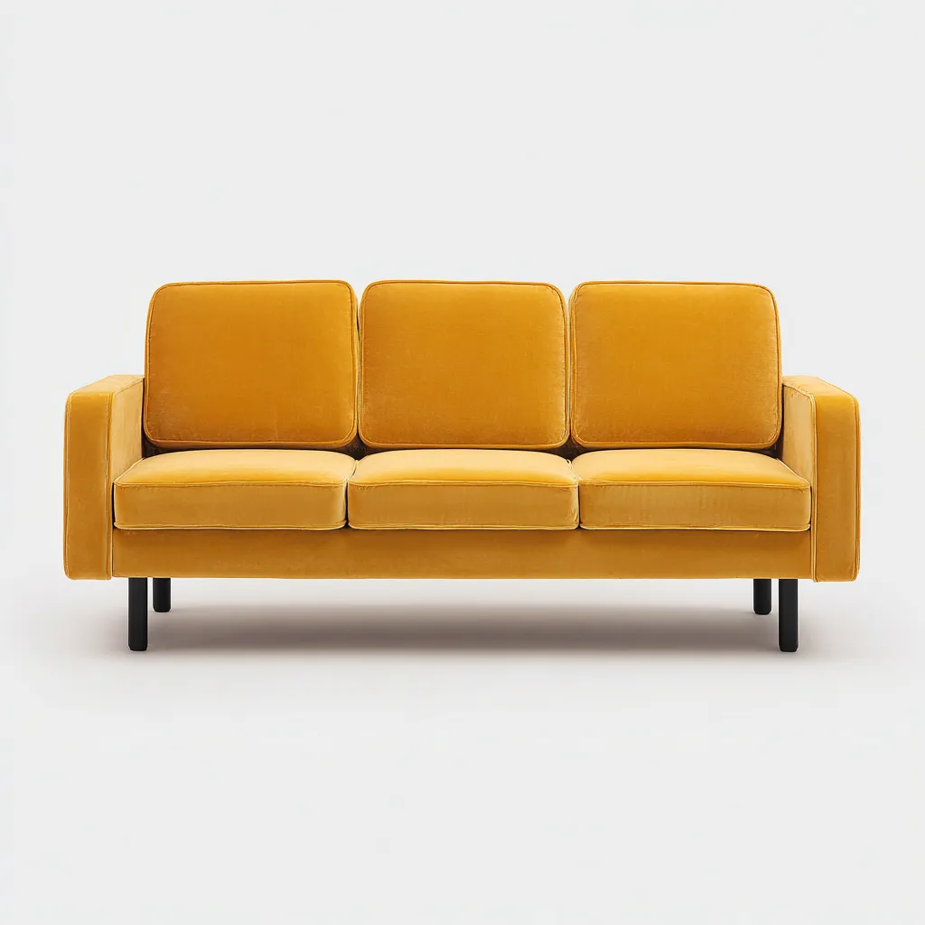 Canapé 3 places en tissu 215x90x85 cm - jaune moutarde - style contemporain pour salon-Sofagohub