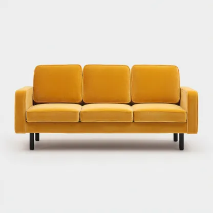 Canapé 3 places en tissu 215x90x85 cm - jaune moutarde - style contemporain pour salon-Sofagohub