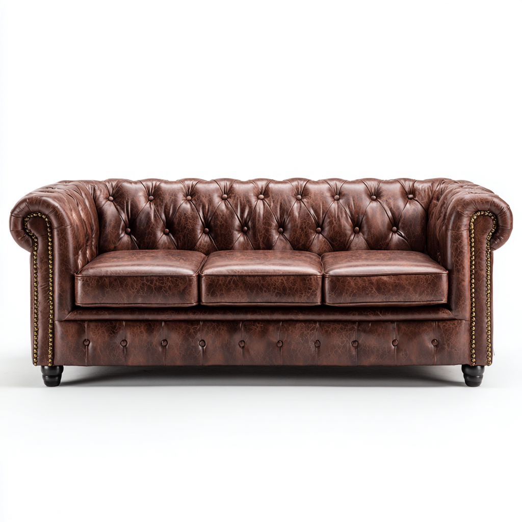 Canapé 3 places en cuir synthétique 210x90x75 cm - marron - assise pour salon-Sofagohub