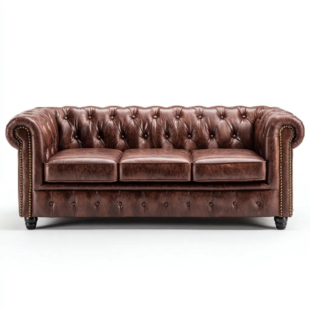 Canapé 3 places en cuir synthétique 210x90x75 cm - marron - assise pour salon-Sofagohub
