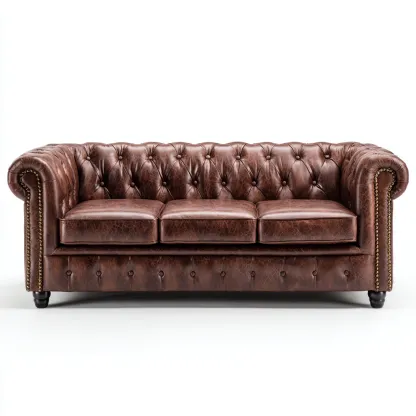 Canapé 3 places en cuir synthétique 210x90x75 cm - marron - assise pour salon-Sofagohub