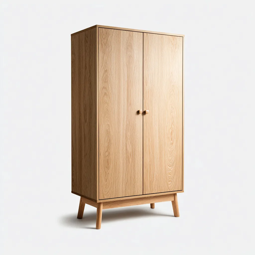 Armoire 2 portes en bois naturel 90x50x180 cm - bois clair - rangement intérieur - style scandinave-Sofagohub