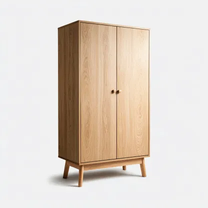 Armoire 2 portes en bois naturel 90x50x180 cm - bois clair - rangement intérieur - style scandinave-Sofagohub