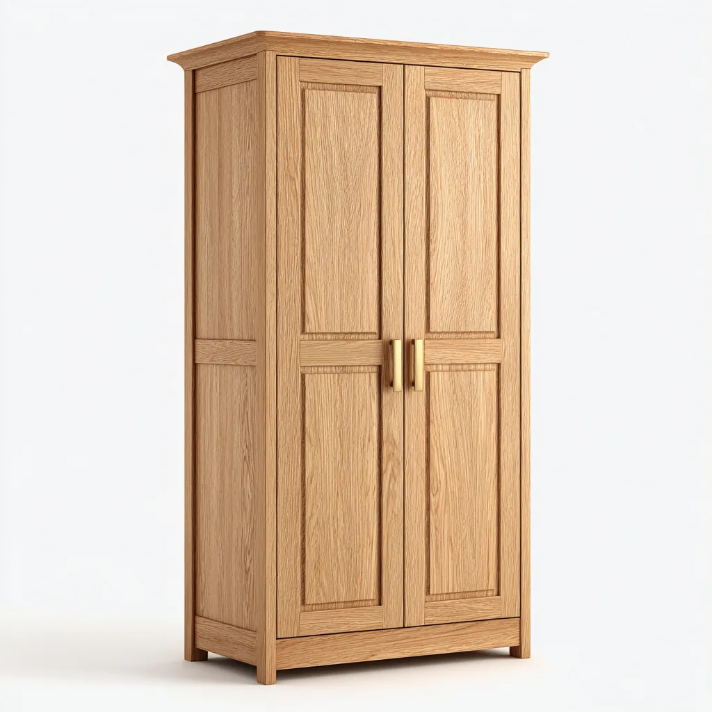 Armoire 2 portes en bois massif 100x55x190 cm - bois naturel - rangement intérieur style classique-Sofagohub