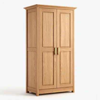 Armoire 2 portes en bois massif 100x55x190 cm - bois naturel - rangement intérieur style classique-Sofagohub