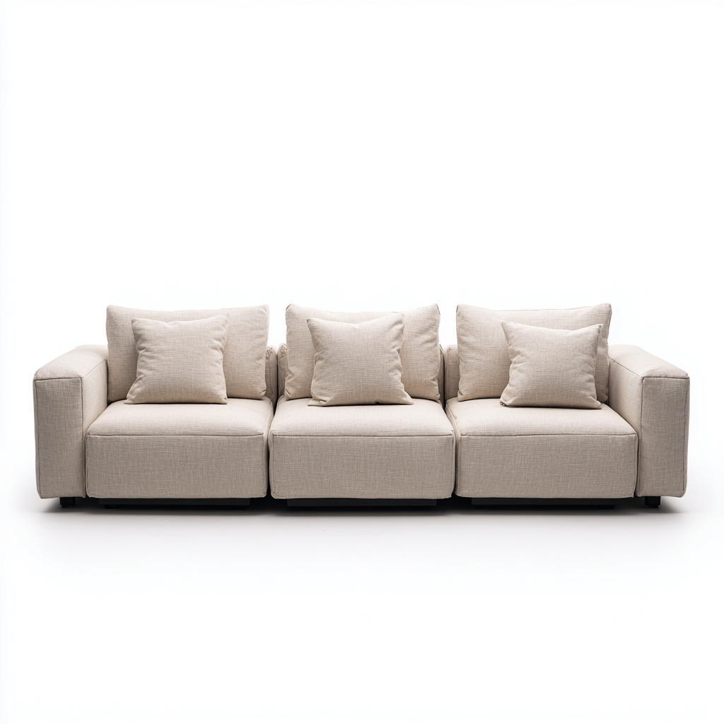 Canapé 3 places en tissu 240x95x70 cm - beige - assise pour salon-Sofagohub
