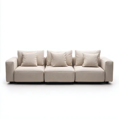 Canapé 3 places en tissu 240x95x70 cm - beige - assise pour salon-Sofagohub