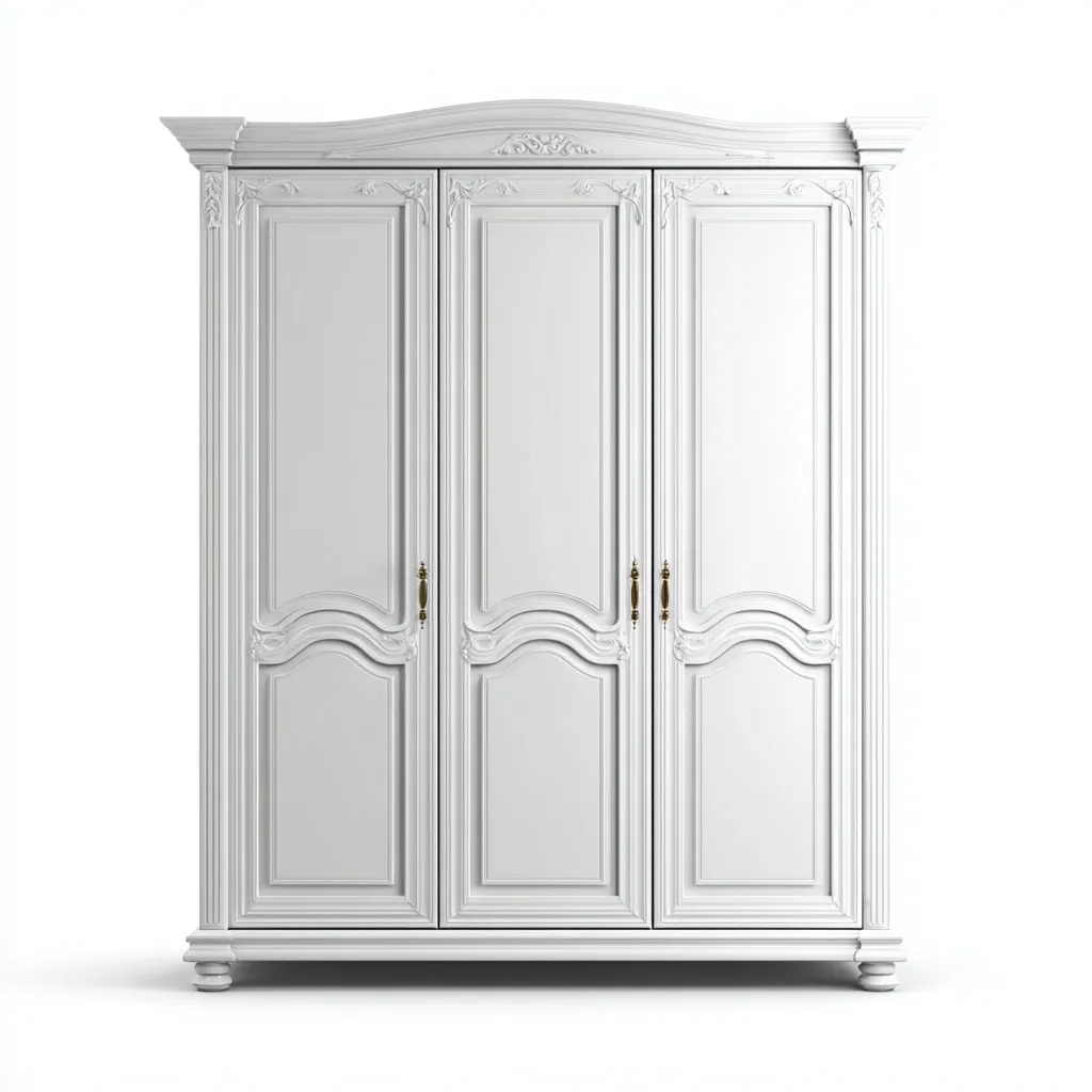 Armoire 3 portes en bois massif 180x60x200 cm - blanc - rangement intérieur style classique-Sofagohub