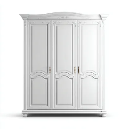 Armoire 3 portes en bois massif 180x60x200 cm - blanc - rangement intérieur style classique-Sofagohub