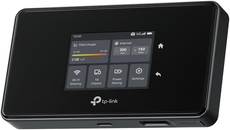 Router Móvil 5G TP-Link M8550 WiFi 6E AXE3600 con Pantalla Táctil - Conexión para hasta 32 Dispositivos - Seguridad WPA3 - Alta Velocidad Portátil-Soviaialoft