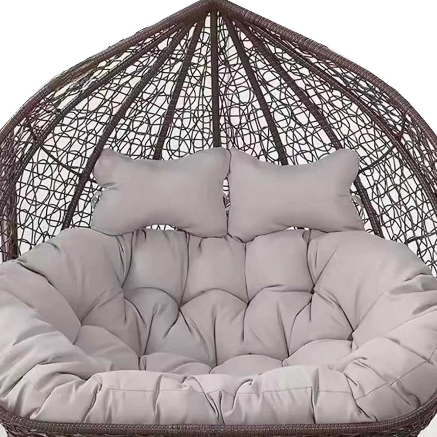 Silla colgante huevo exterior para 2 personas - cojín gris claro - 170 x 120 cm para jardín y terraza-Soviaialoft