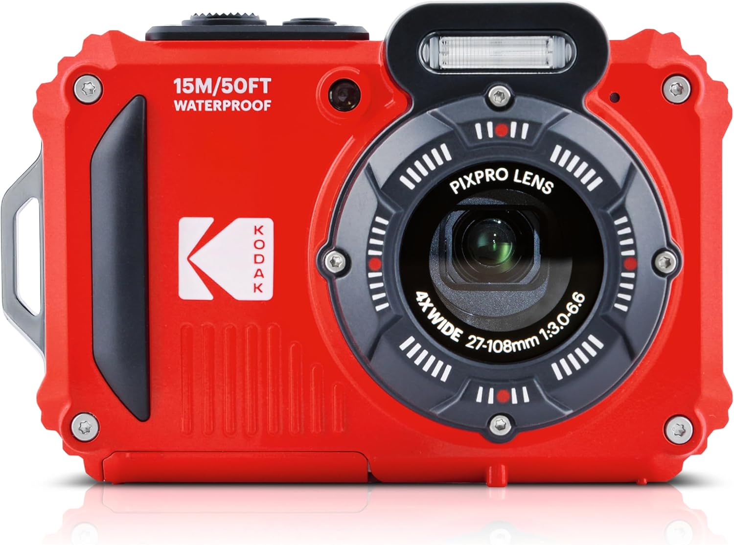 KODAK Cámara Acuática Digital Roja - Sensor BSI CMOS - Zoom Óptico 4X - Estabilización Digital - Cámara Resistente para Fotografía Subacuática y Actividades al Aire Libre-Soviaialoft