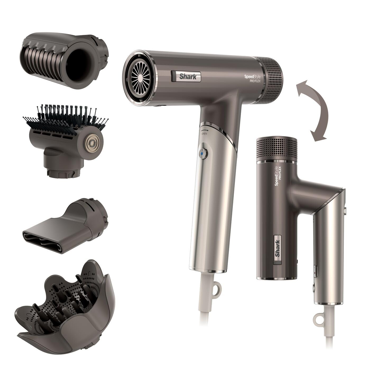 Shark SpeedStyle Pro - Secador de Pelo Profesional de Alta Velocidad - Tecnología Scalp Shield - Secado Rápido para Cabello Liso y Ondulado - Mocha Silver - HD731EU-Soviaialoft