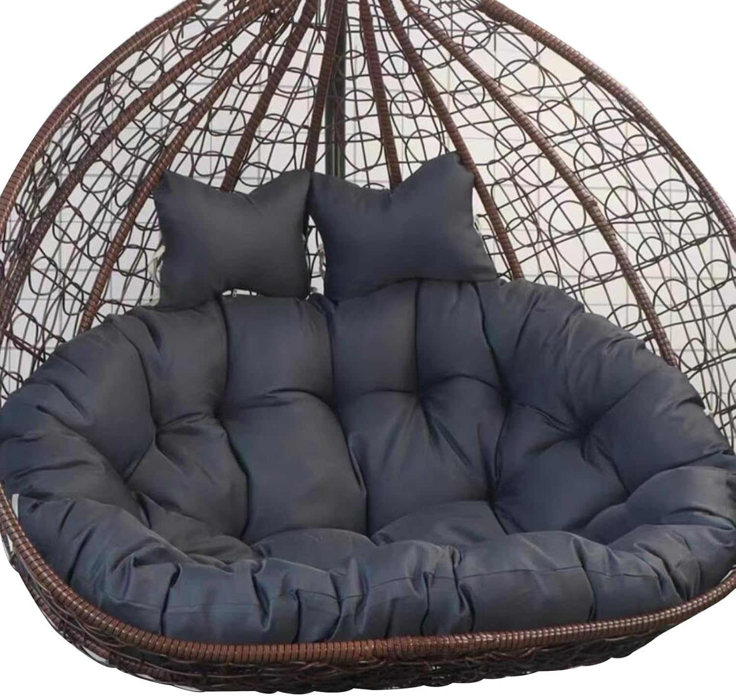 Silla colgante doble exterior - cojín gris oscuro - cesta para 2 personas 170 x 120 cm-Soviaialoft