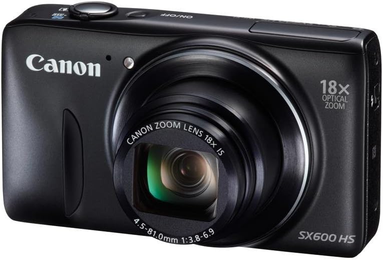 Cámara Compacta Canon PowerShot SX600 HS 16.6 MP - Zoom Óptico 18x - Estabilizador de Imagen - Pantalla LCD 3 Pulgadas - Cámara Digital para Viajes Color Negro-Soviaialoft