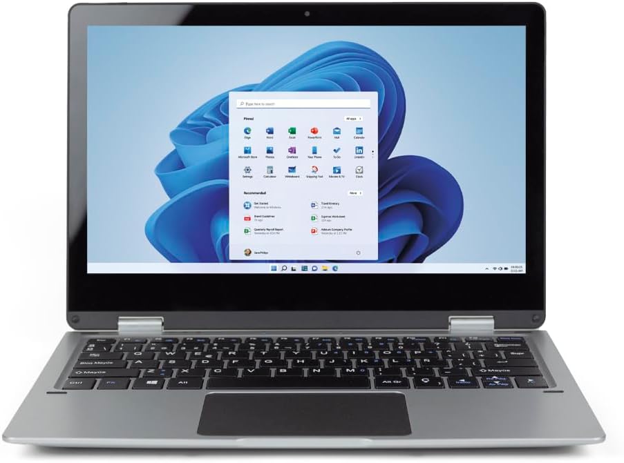 PRIXTON Flex Pro - Ordenador Portátil Convertible 11.6 Pulgadas con Pantalla Táctil - Intel Celeron N4020 - 4GB RAM - 128GB Almacenamiento - Windows 11 Home - Teclado Español-Soviaialoft