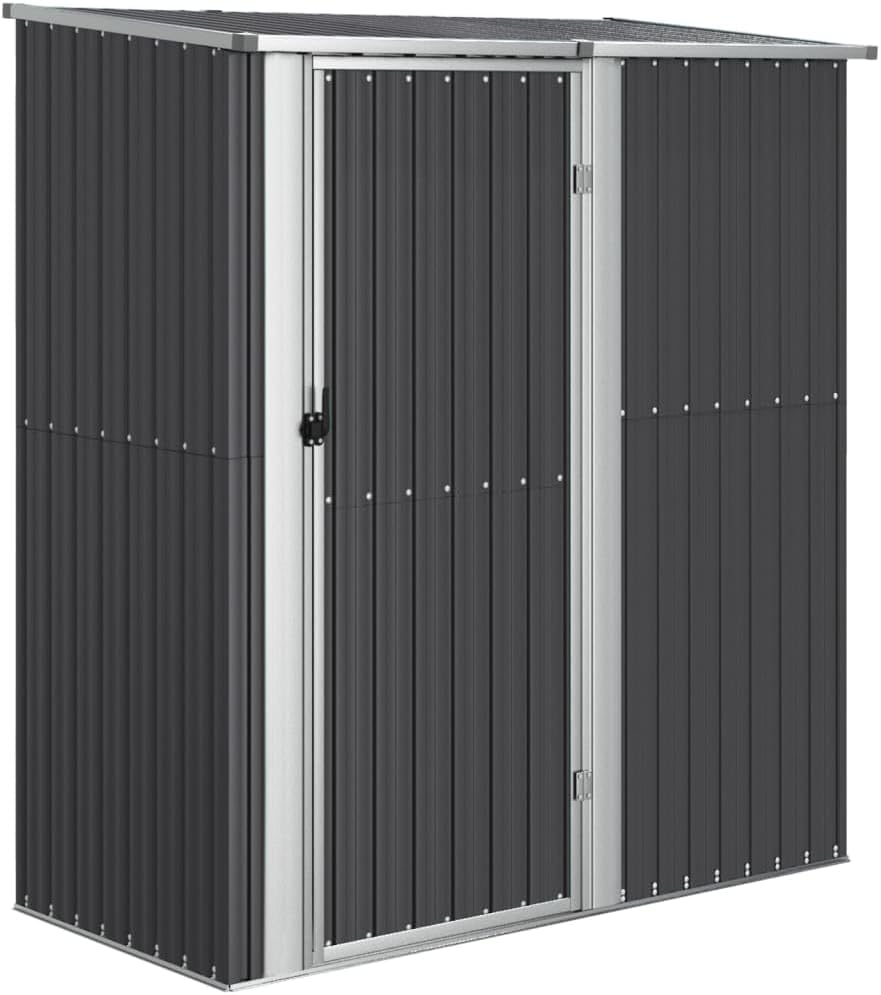 Cobertizo de Jardín de Acero Galvanizado 180,5x97x209,5 cm para Herramientas y Almacenamiento Exterior - Caseta Metálica Resistente al Agua Color Antracita-Soviaialoft