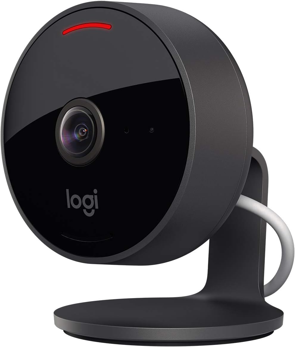 Cámara seguridad Logitech Circle View - cable resistente intemperie - 180 grados 1080p HomeKit Secure Video negra-Soviaialoft