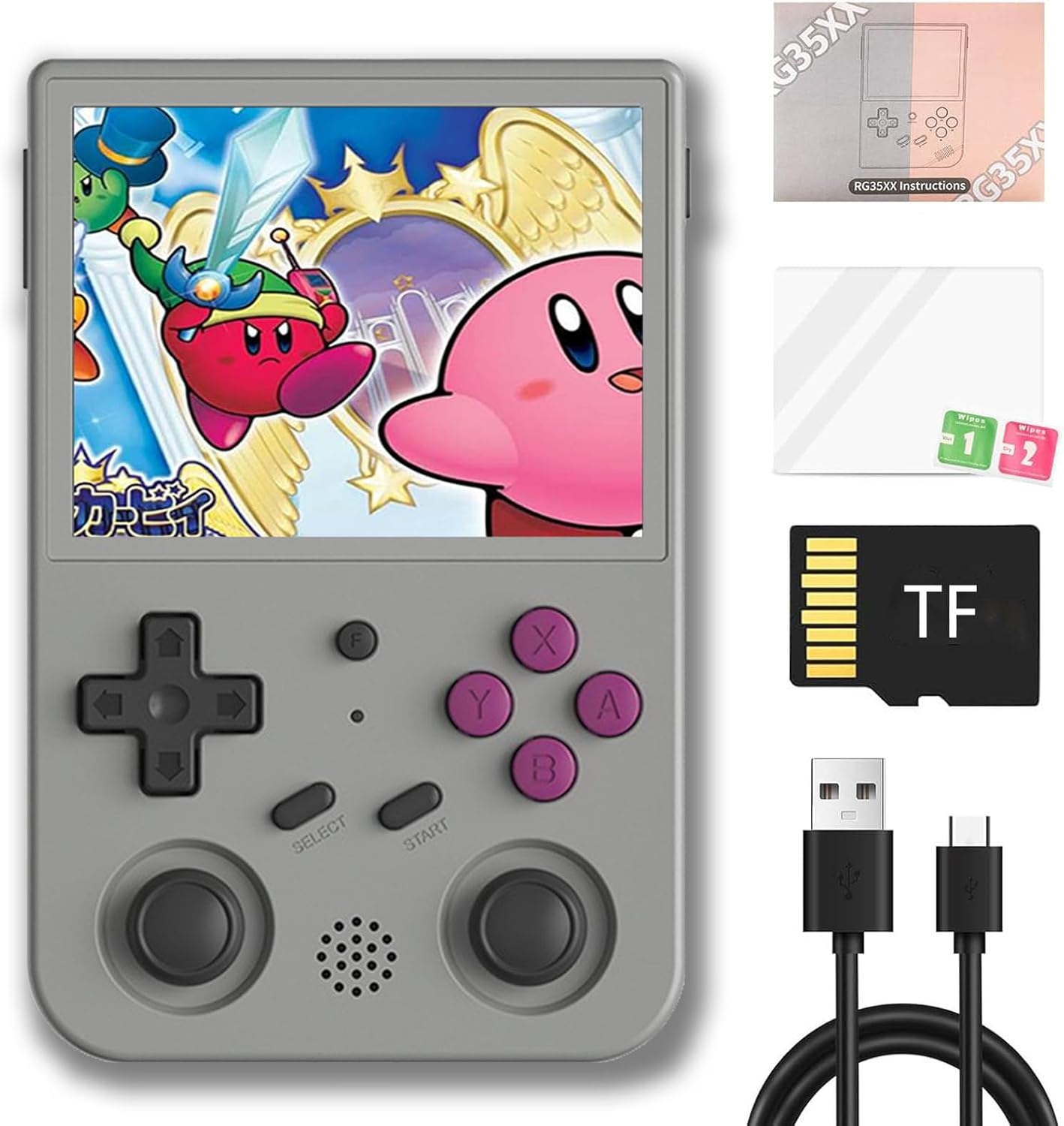 Consola Portátil RG353V Dual OS Android 11 - Pantalla IPS de 3.5 Pulgadas - 128GB - WiFi 5G - Consola Retro de Videojuegos Gris-Soviaialoft