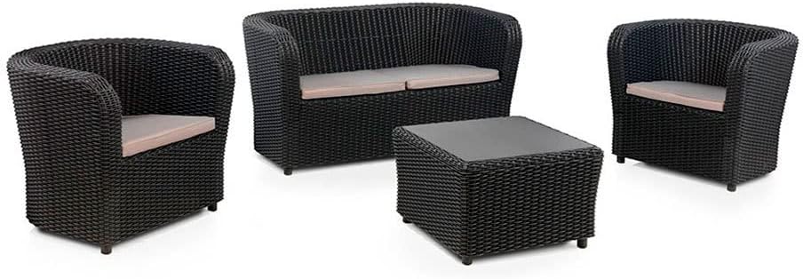Set exterior Shaf Nova Tete a Tete - grafito - conjunto de jardín 2 plazas fabricado en España con materiales reciclados-Soviaialoft