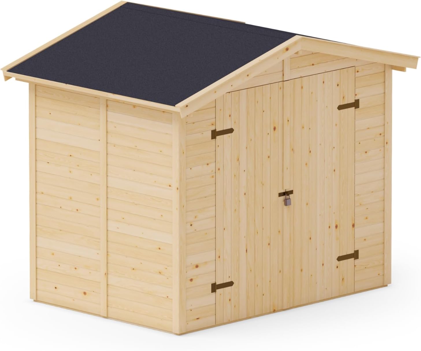 Cobertizo de Jardín de Madera FSC 244x181x181 cm - Caseta Exterior de Almacenamiento para Herramientas Mobiliario y Equipamiento de Jardín Color Natural-Soviaialoft