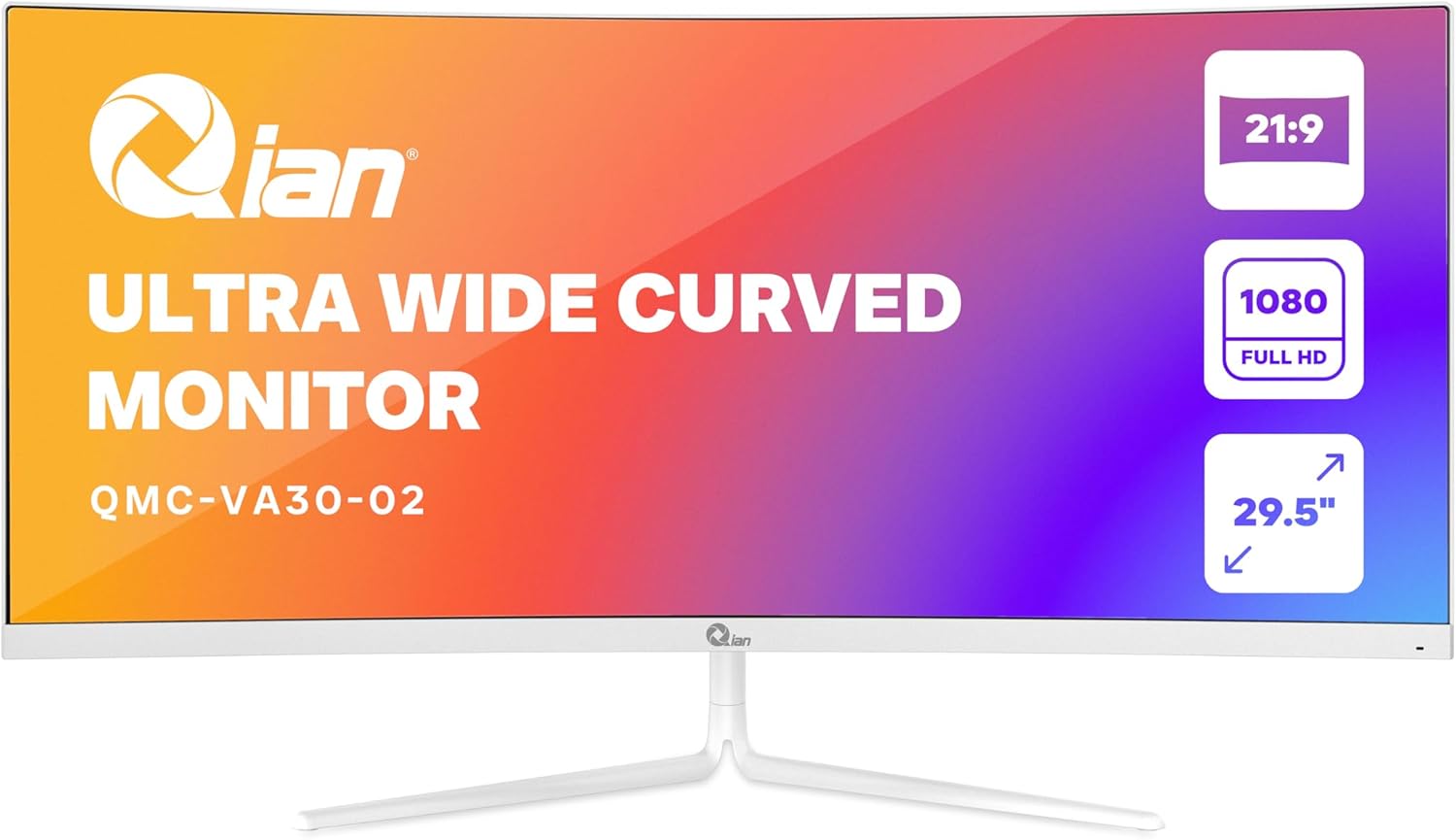 Monitor curvo Qian QMC VA30 02 29,5 pulgadas - FHD ultra ancho 2560 x 1080 - 200Hz VA Adaptive Sync-Soviaialoft