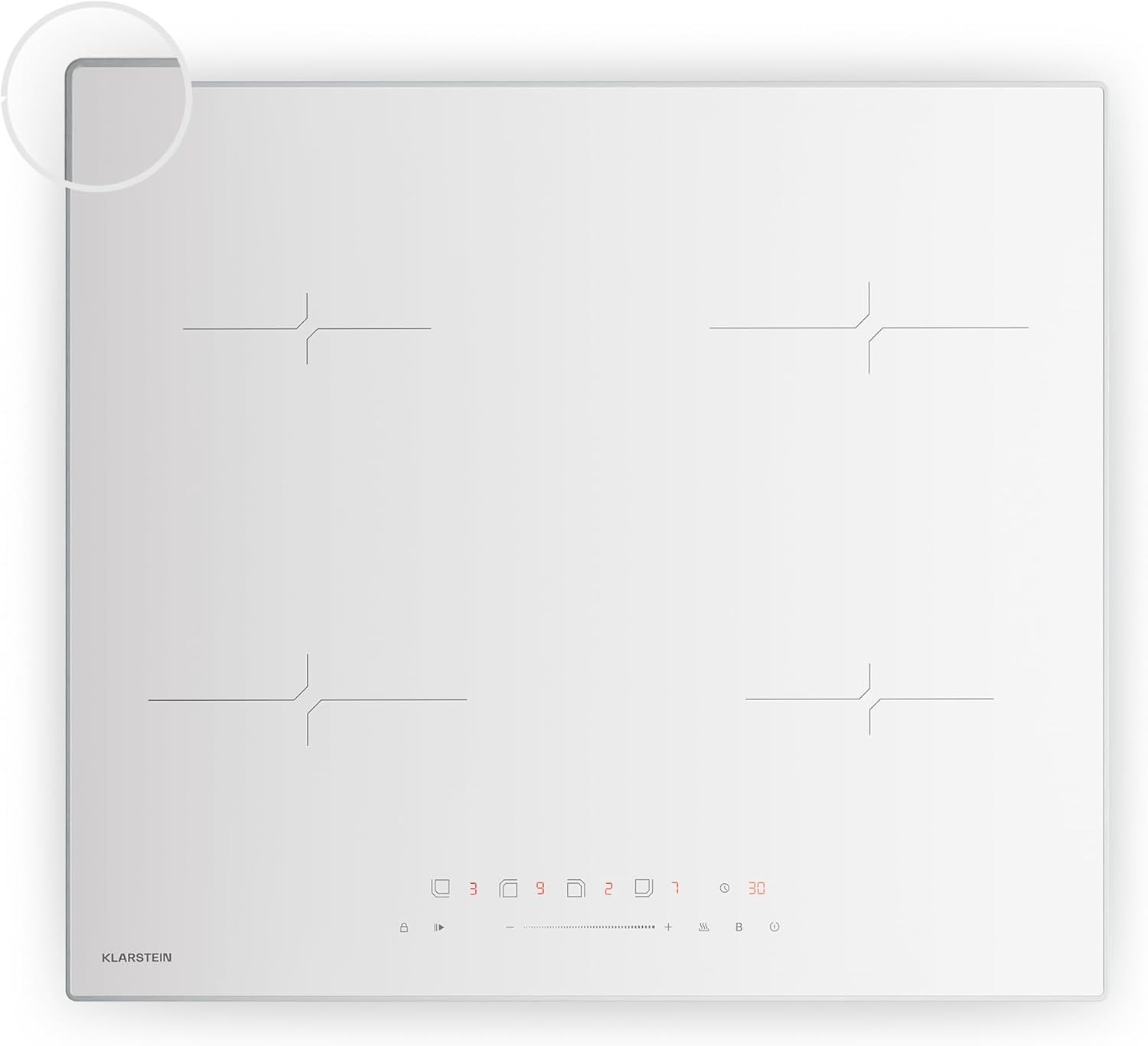 Placa de inducción Klarstein Velaire - 60 cm - 4 zonas 7000W Boost control táctil temporizador blanco-Soviaialoft