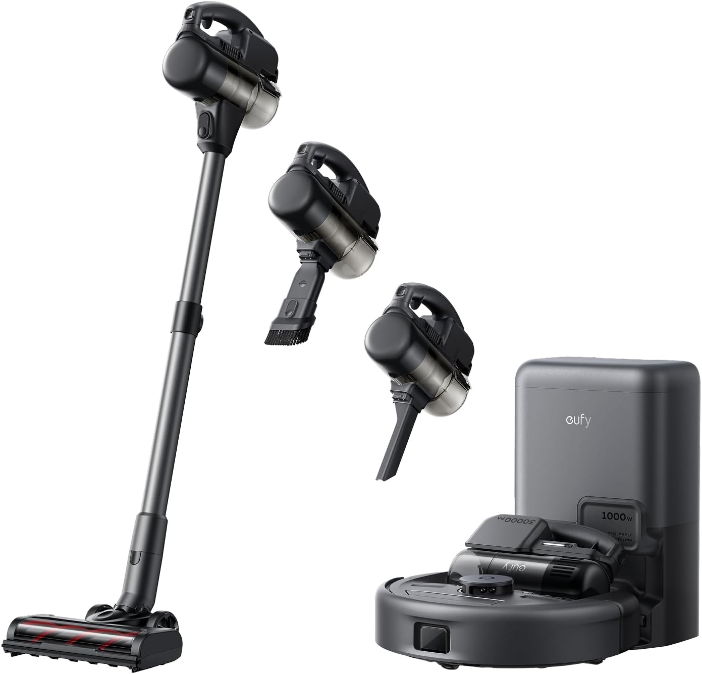 eufy E20 robot aspirador 3 en 1 30000Pa autovaciado filtración 5 etapas carga rápida negro-Soviaialoft
