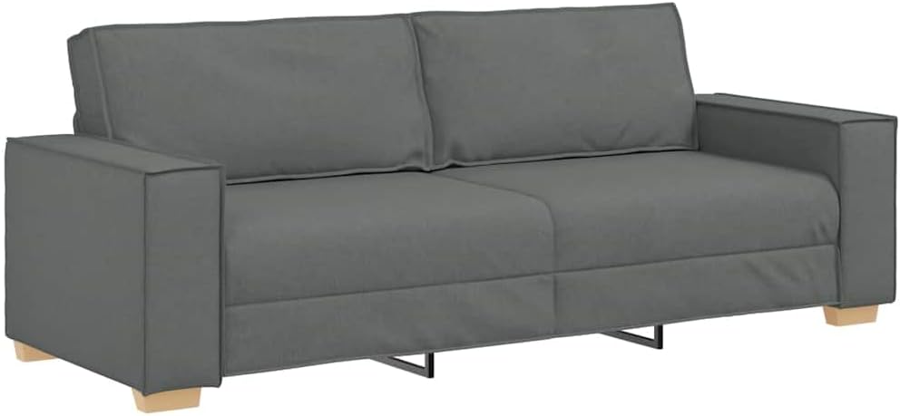 Sofá vidaXL 3 plazas - tela poliéster gris oscuro - 180 cm para sala de estar-Soviaialoft