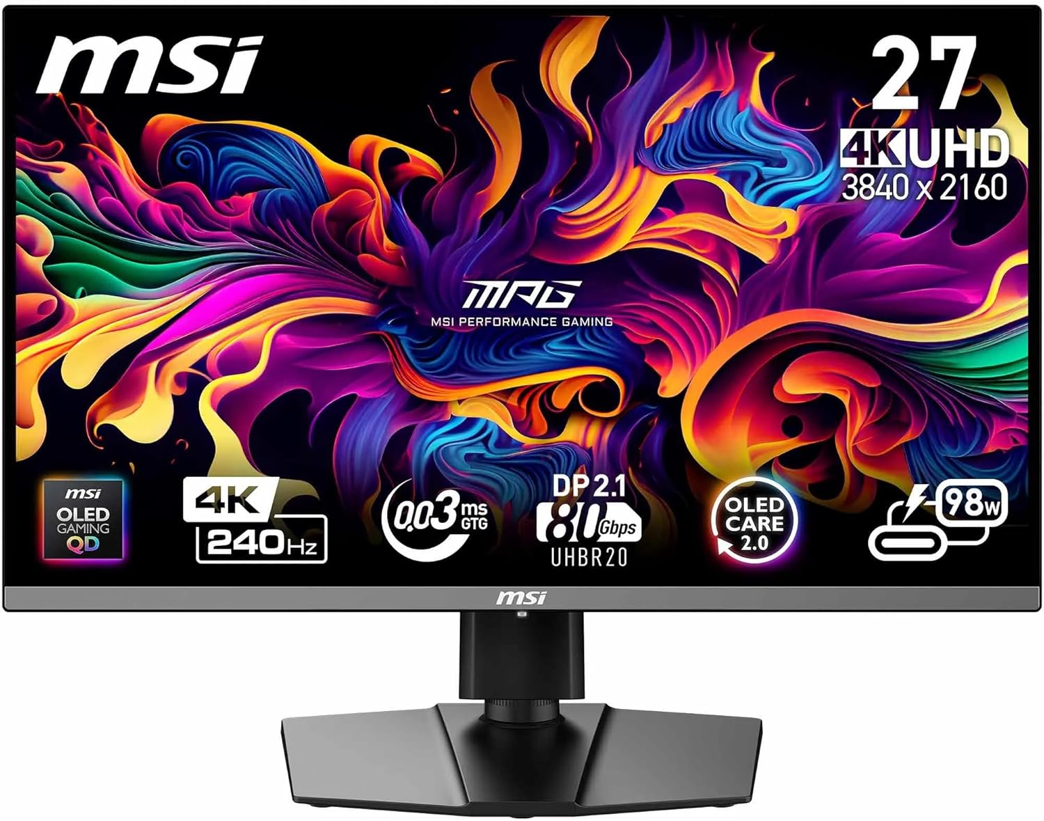 Monitor gaming MSI MPG 272URX QD OLED 27 pulgadas - 4K UHD 3840 x 2160 - 240Hz KVM USB Type C HDMI 2.1-Soviaialoft