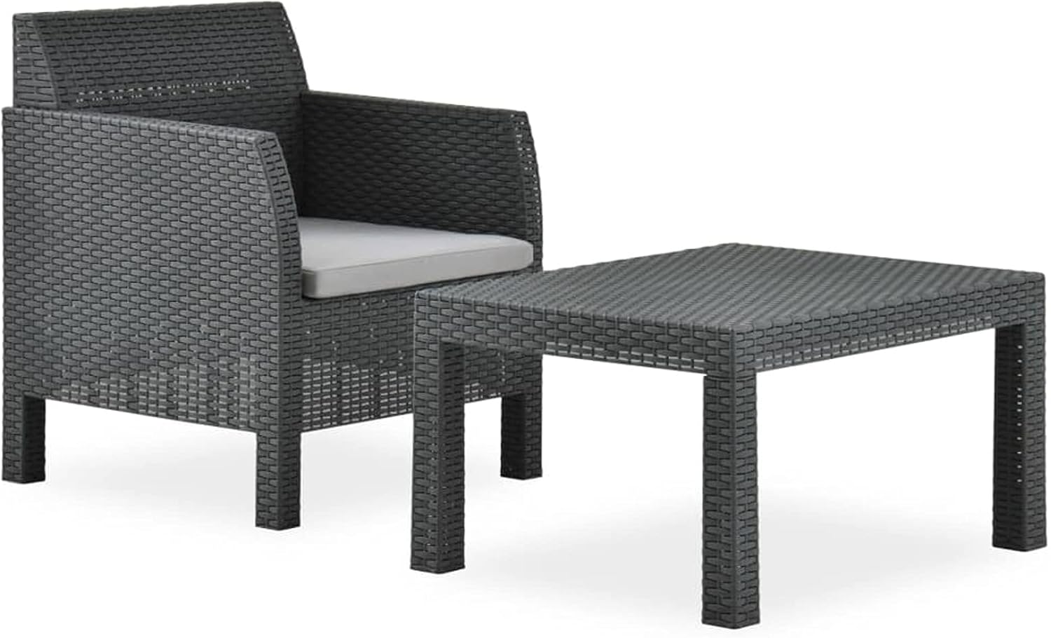 Set de muebles de jardín Chusui 2 piezas - ratán PP gris antracita - sofá de terraza con cojín para exterior-Soviaialoft