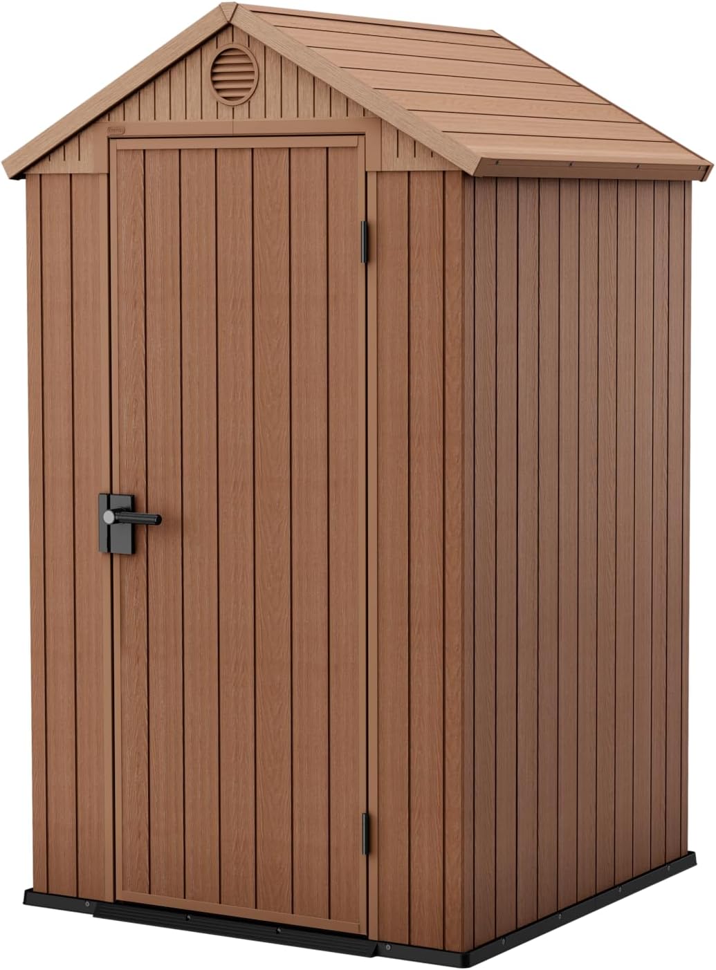 Caseta de Jardín de Resina Efecto Madera Darwin 4x4 125,8x117x205 cm - Cobertizo Exterior Resistente para Herramientas y Accesorios Color Marrón-Soviaialoft