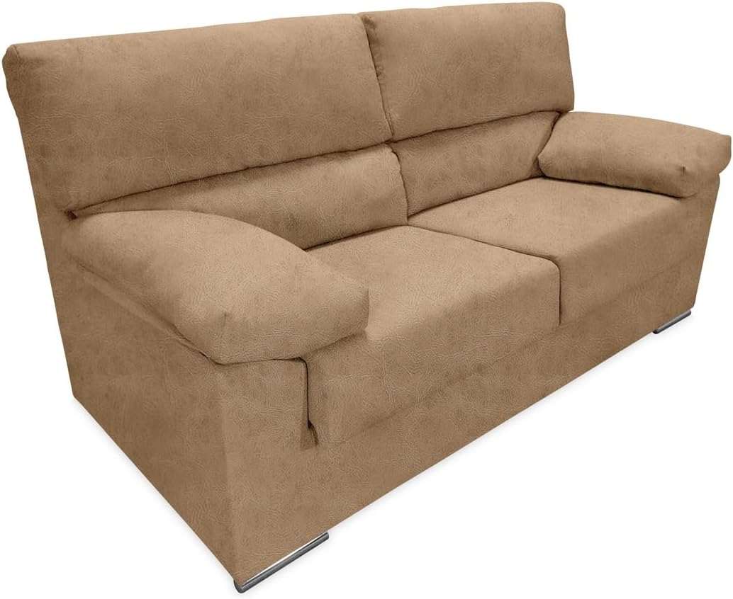 Sofá Moderno de 3 Plazas para Salón - Tapizado Magnol Color Piedra - Diseño Cómodo y Funcional - 180x81x99 cm-Soviaialoft