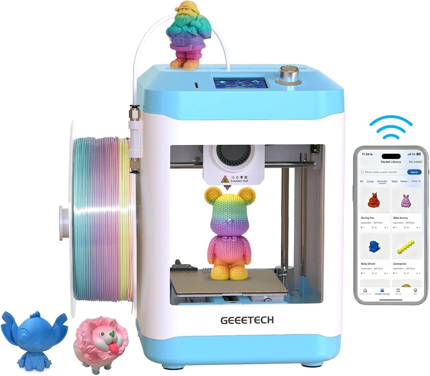 Mini impresora 3D GIANTARM GEEETECH M1S - WiFi - pantalla a color - extrusor directo 250 mm por segundo-Soviaialoft
