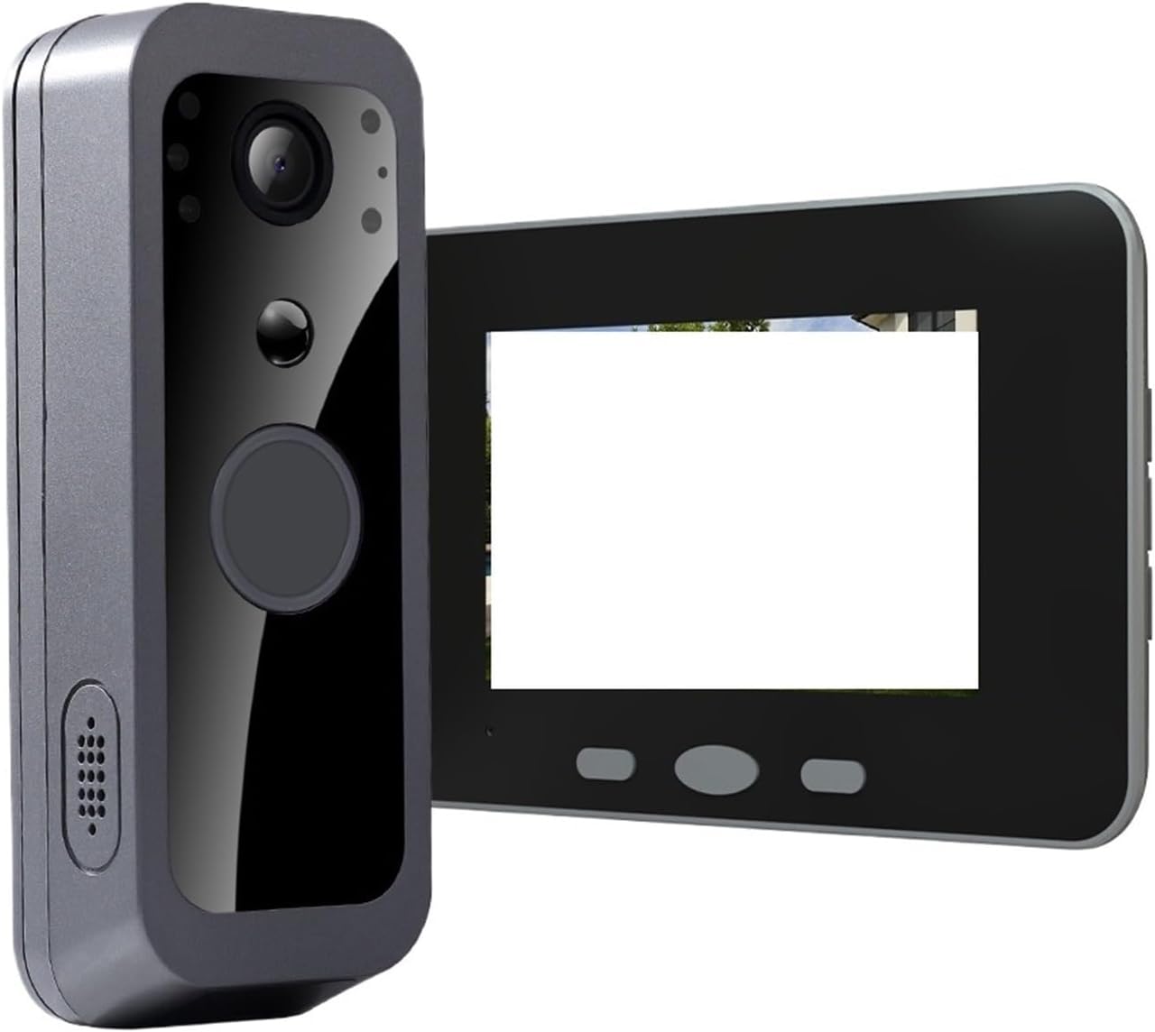 Timbre Exterior con Pantalla de 4 Pulgadas y Alimentación por Batería - Videoportero Digital con Almacenamiento de 128GB-Soviaialoft