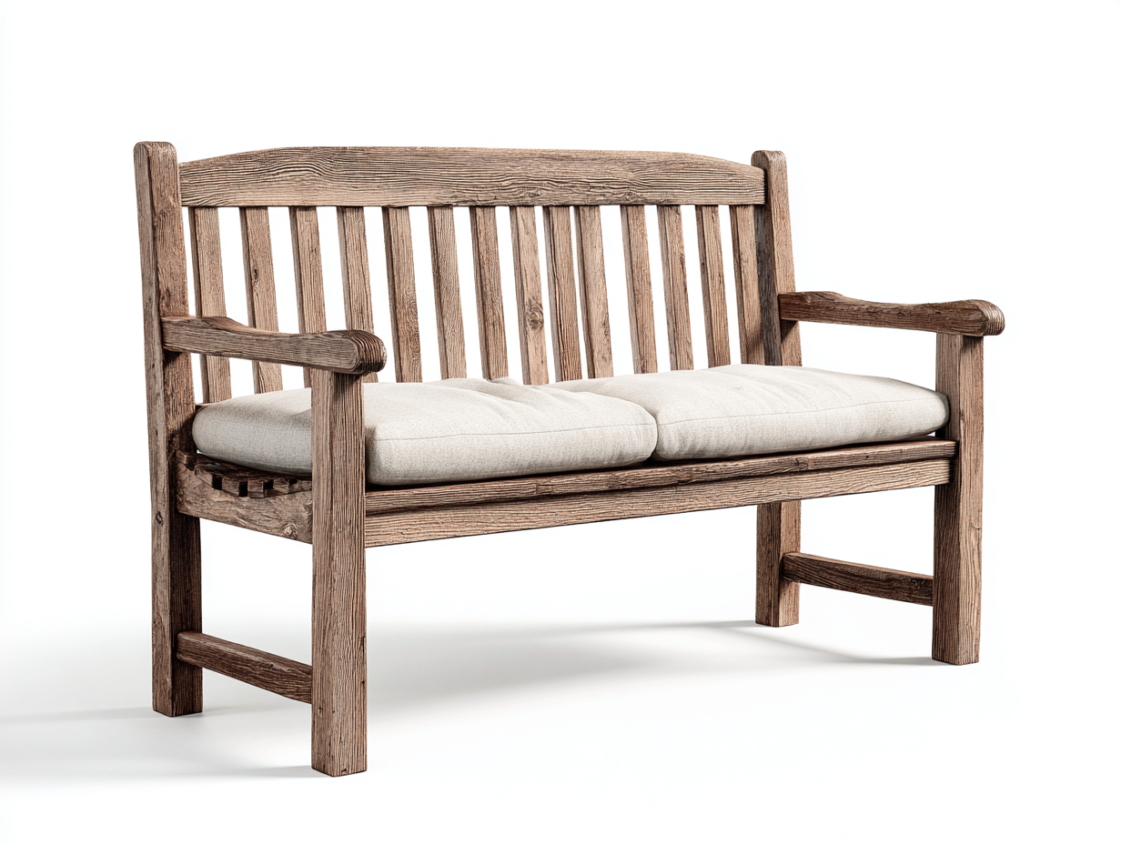 Bancos de jardín madera maciza con cojines 130x55x90 cm - marrón - estilo rústico-Soviaialoft