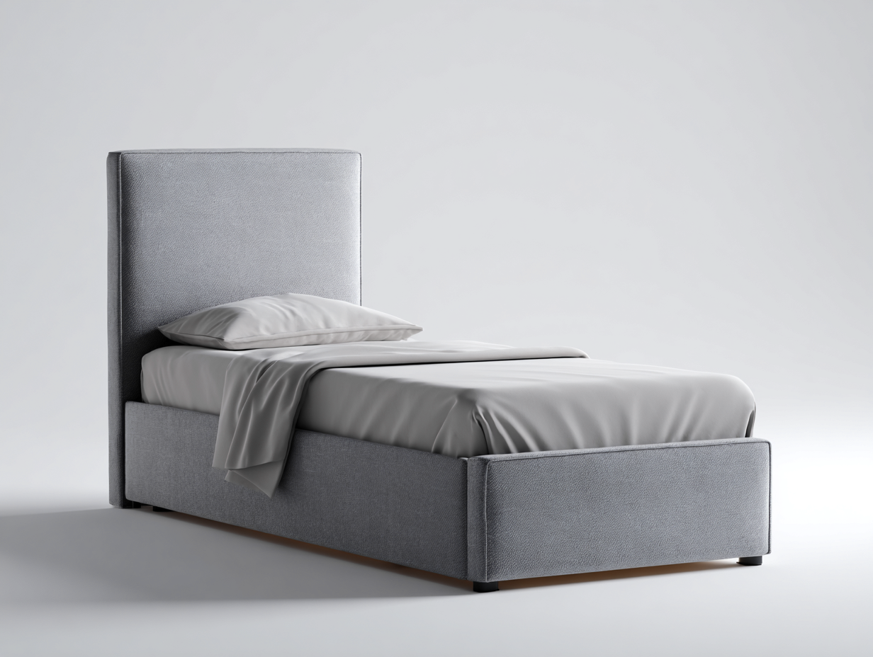 Camas individuales tapizada tela 200x90x100 cm gris moderno diseño acolchado-Soviaialoft