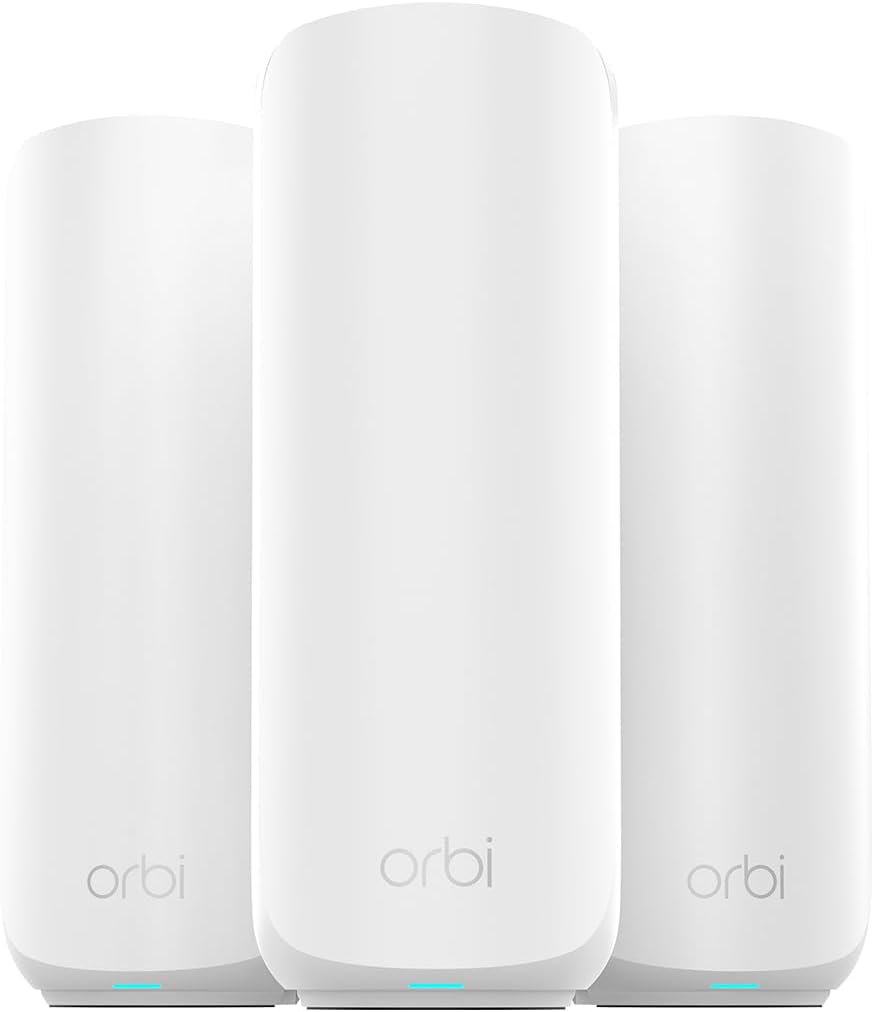 NETGEAR Orbi RBE373 Sistema Mesh WiFi 7 BE3600 de Doble Banda con Router y 2 Extensores - Cobertura hasta 360 m² - Seguridad WPA3 - Conexión para hasta 70 Dispositivos-Soviaialoft